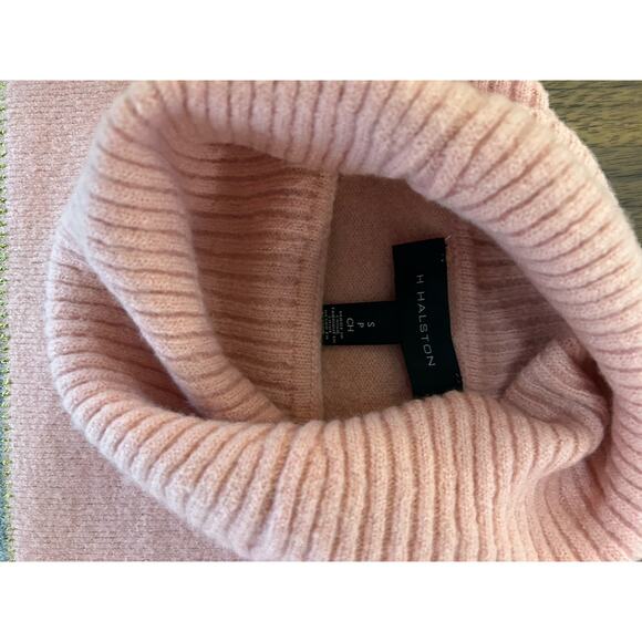 H by HALSTON Sweater Cowl Neck Pink Gray Tan Stripe Combo Size S NEW! - Picture 5 of 7